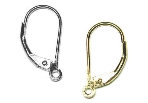 Ohrhaken 10 Stück geschlossen - Klappbrisur mit offener Öse in 925/Silber und vergoldet